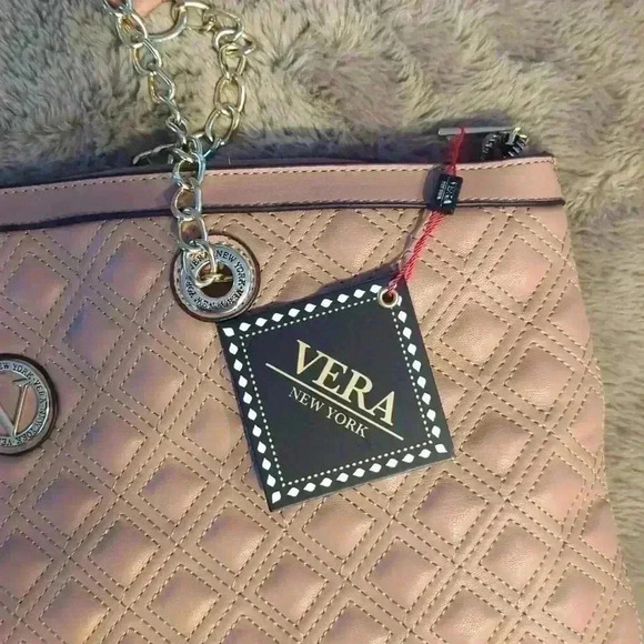 Vera Neumann leather tote purse, camel color - Picture 3 of 13